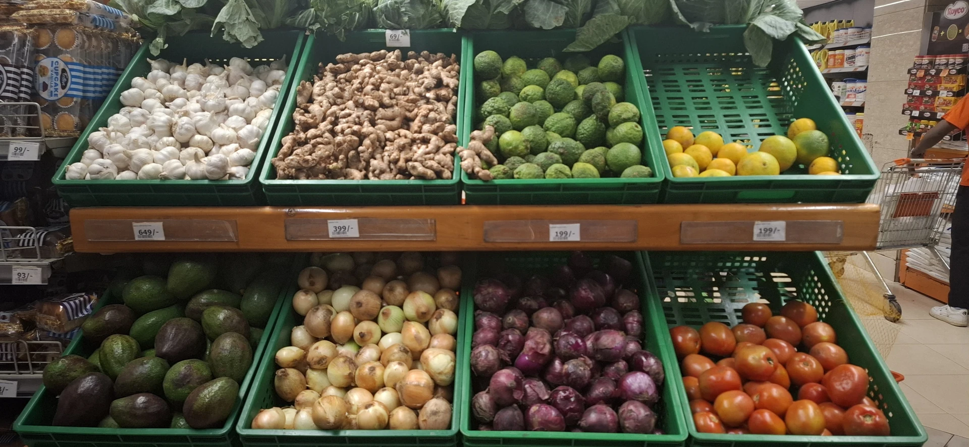 Fresh produce including tomatoes, onions, avocados and lemons in Kenya